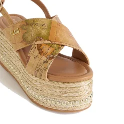 Sandali con Zeppa 8,5 cm 1A Classe Alviero Martini in Eco Nappa stampa Geo Classic 1120