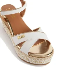 Sandali con Zeppa 8 cm 1A Classe Alviero Martini in Eco Nappa Bianca 1116