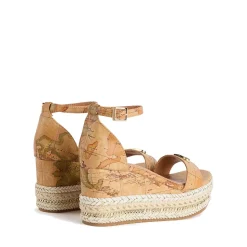 Sandali con Zeppa 8 cm 1A Classe Alviero Martini in Eco Nappa stampa Geo Classic 1117