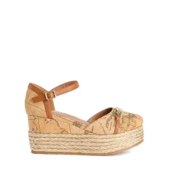 Sandali con Zeppa 8 cm 1A Classe Alviero Martini in Reps stampa Geo Classic 1115