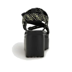 Sandali Donna con Zeppa GUESS linea Ocilia Colore Black - Platino