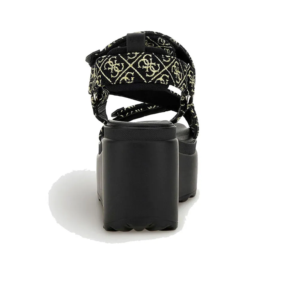 Sandali Donna con Zeppa GUESS linea Ocilia Colore Black - Platino
