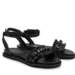 Sandali Donna CULT Roshelle 4276 in Pelle Colore Black con Borchie e Rafia