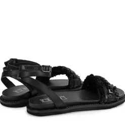 Sandali Donna CULT Roshelle 4276 in Pelle Colore Black con Borchie e Rafia