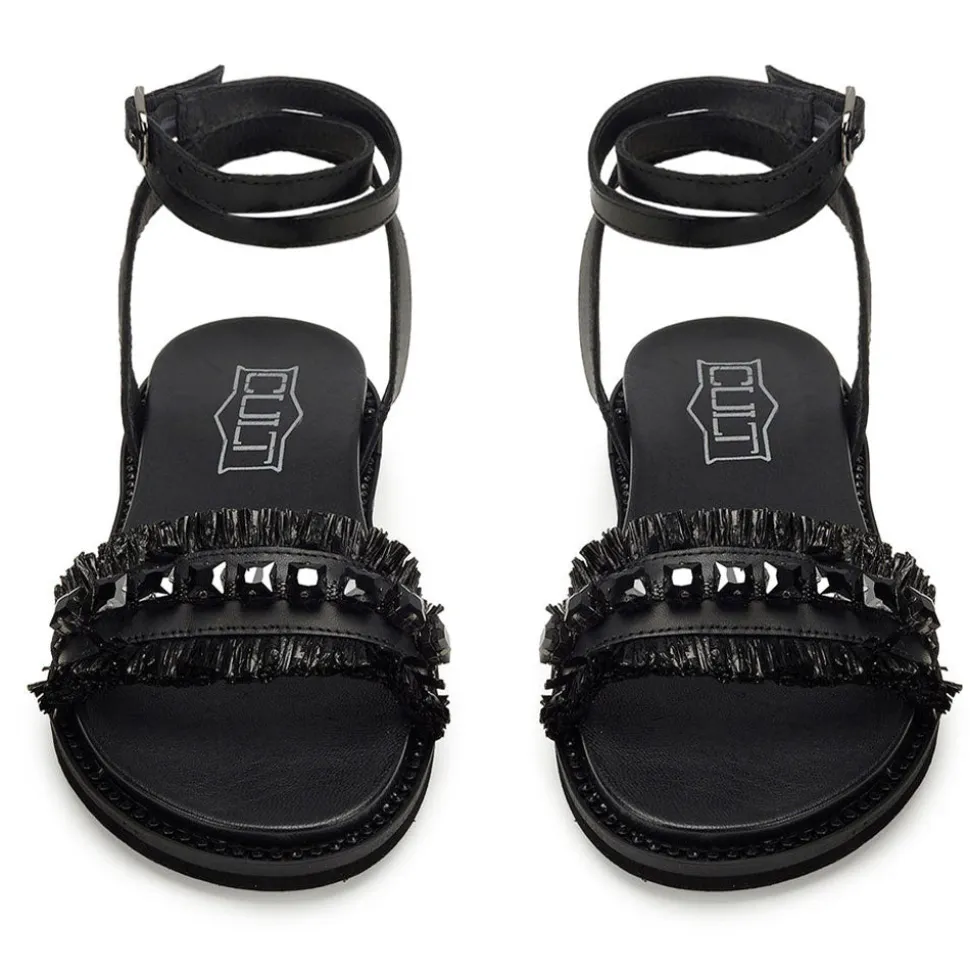 Sandali Donna CULT Roshelle 4276 in Pelle Colore Black con Borchie e Rafia