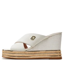 Sandali Donna LIU JO Karen 03 Ciabatte con Zeppa in Pelle Bianca