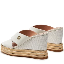 Sandali Donna LIU JO Karen 03 Ciabatte con Zeppa in Pelle Bianca