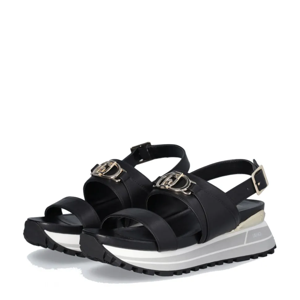 Sandali Donna LIU JO Maxi Wonder Sandal 30 in Pelle Nera