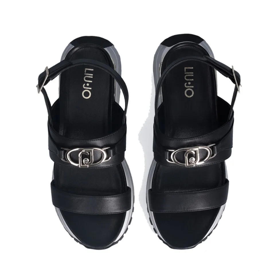 Sandali Donna LIU JO Maxi Wonder Sandal 30 in Pelle Nera