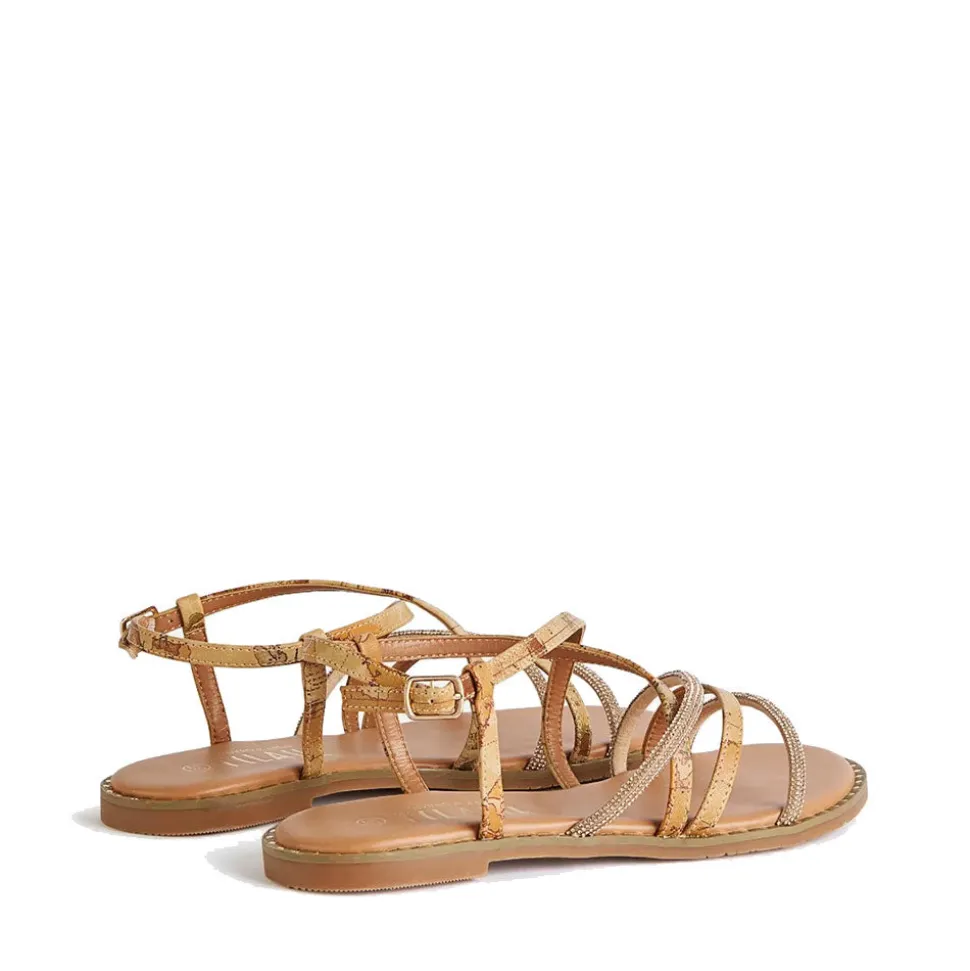 Sandali Flat 1A Classe Alviero Martini in Eco Nappa stampa Geo Classic con Strass 1069
