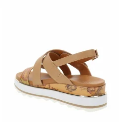 Sandali Platform 1A Classe Alviero Martini color Cuoio con Inserti Geo Beige 2193