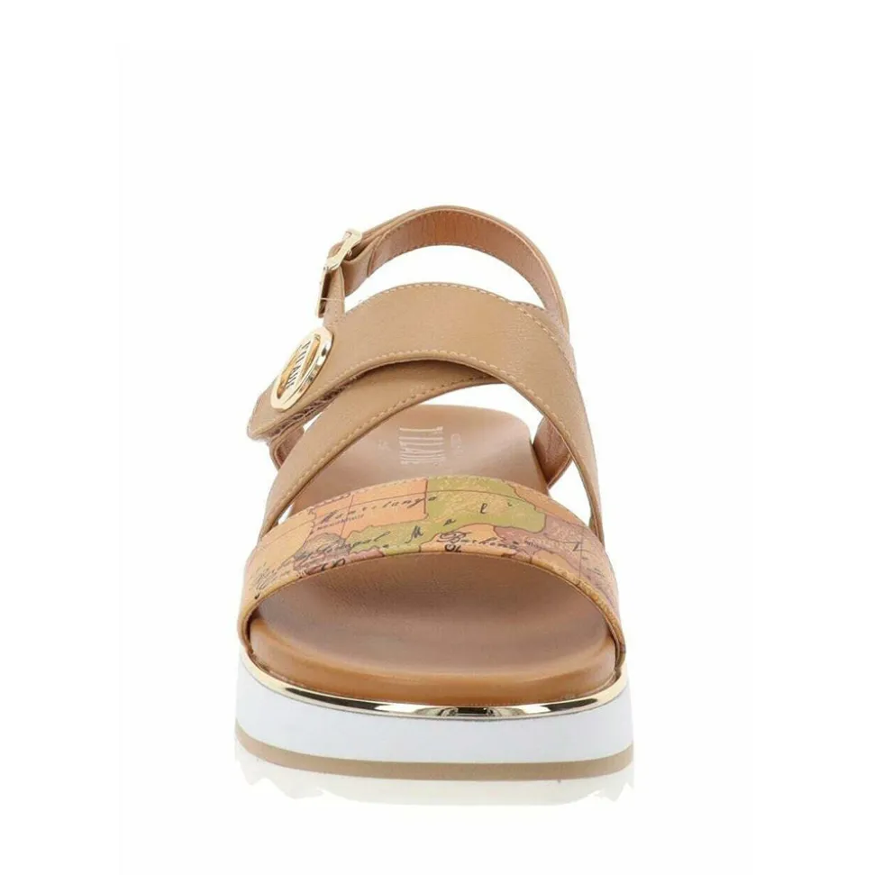 Sandali Platform 1A Classe Alviero Martini color Cuoio con Inserti Geo Beige 2193