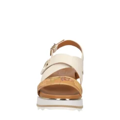 Sandali Platform 1A Classe Alviero Martini Bianco con Inserti Geo Beige 2193