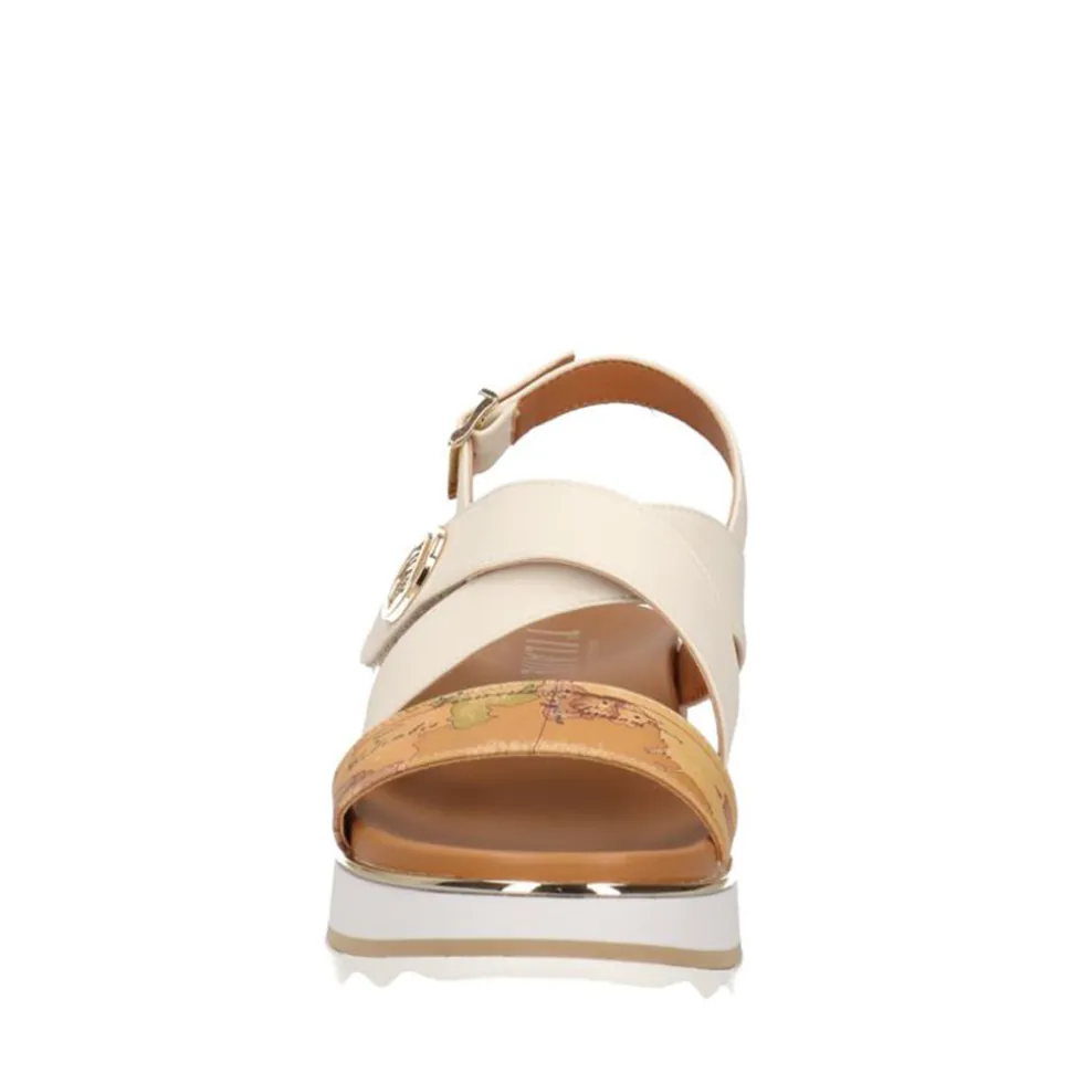 Sandali Platform 1A Classe Alviero Martini Bianco con Inserti Geo Beige 2193