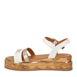 Sandali Platform 1A Classe Alviero Martini Bianco e Platino 2180