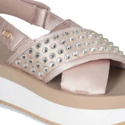 Sandali Platform con Borchie Gioiello LIU JO Dreamy Sandal 02 in Raso color Cipria