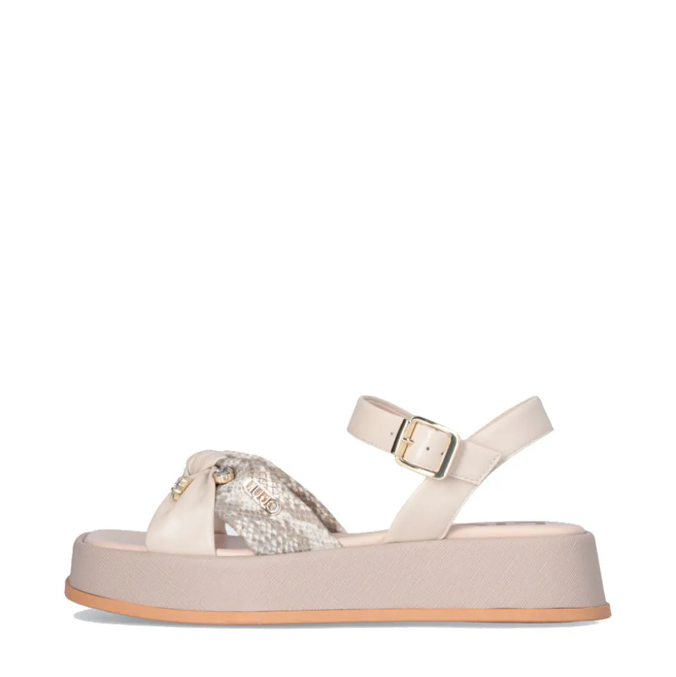 Sandali Platform LIU JO You 751 stampa Pitone Beige con Pietre Gioiello