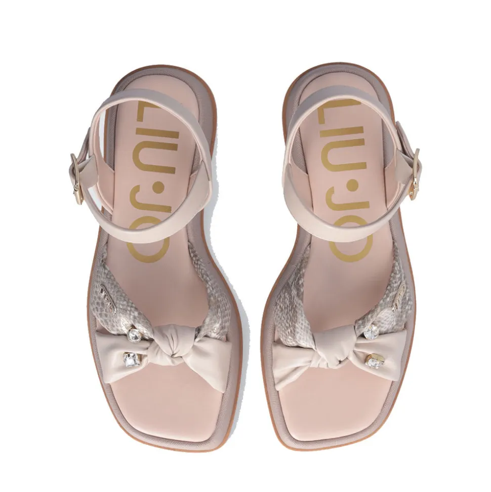 Sandali Platform LIU JO You 751 stampa Pitone Beige con Pietre Gioiello
