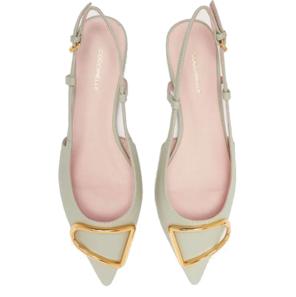 Scarpe Donna COCCINELLE Slingback in Pelle Celadon Green con Tacco Basso