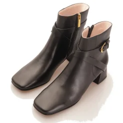 Scarpe Donna COCCINELLE Stivaletti con Tacco Basso Largo in Pelle Nera