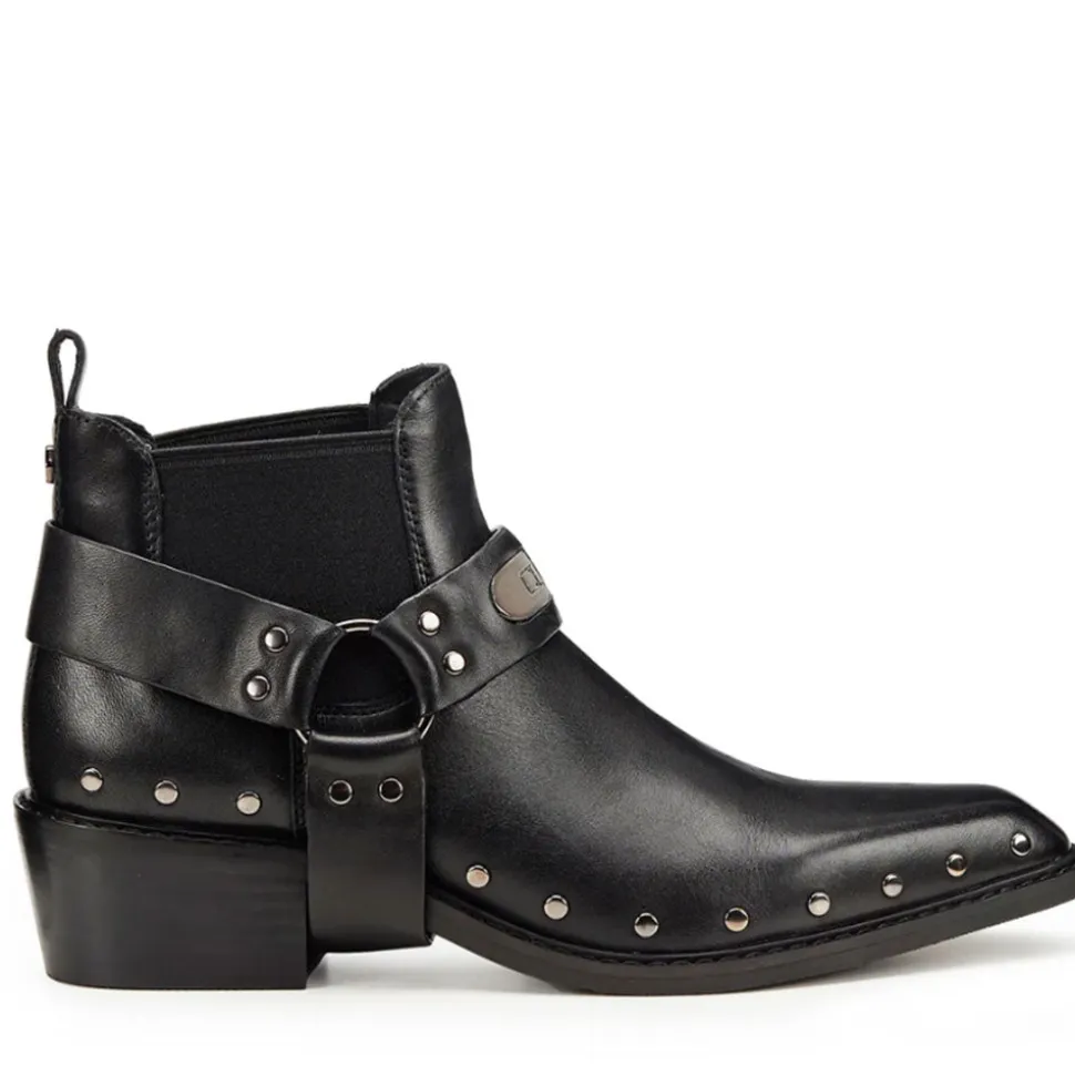Scarpe Donna CULT Dolores Stivali Texani Bassi in Pelle Nera