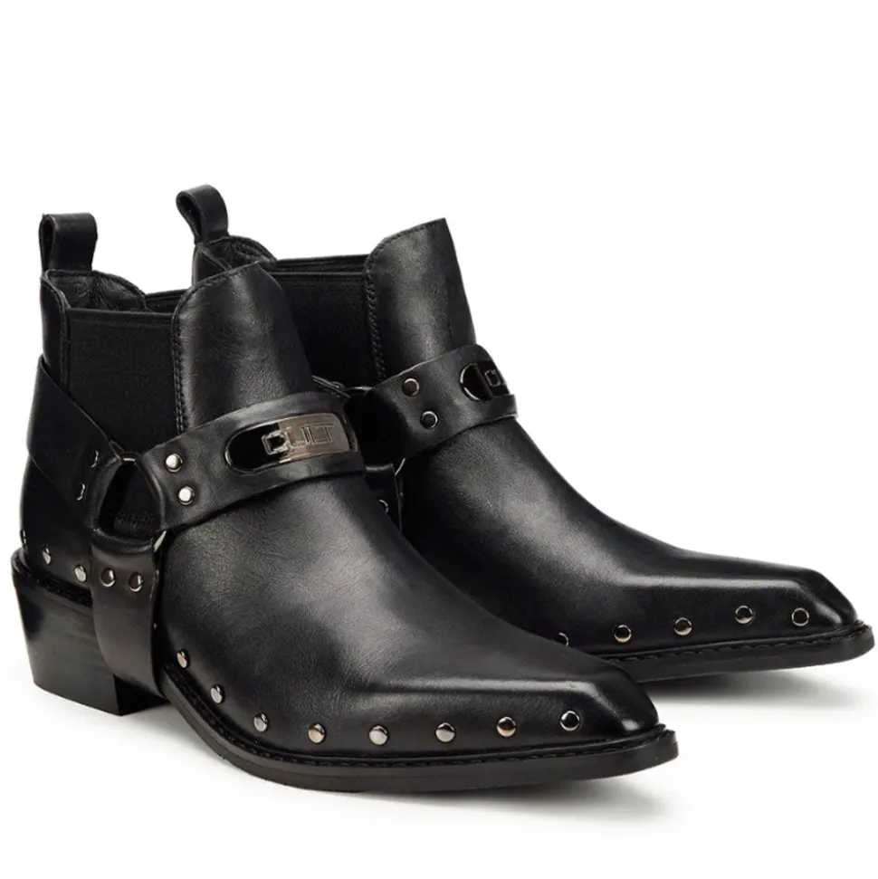 Scarpe Donna CULT Dolores Stivali Texani Bassi in Pelle Nera