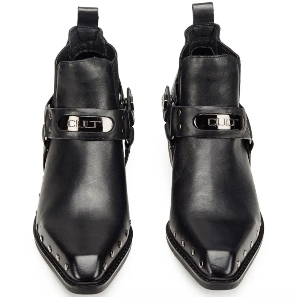 Scarpe Donna CULT Dolores Stivali Texani Bassi in Pelle Nera