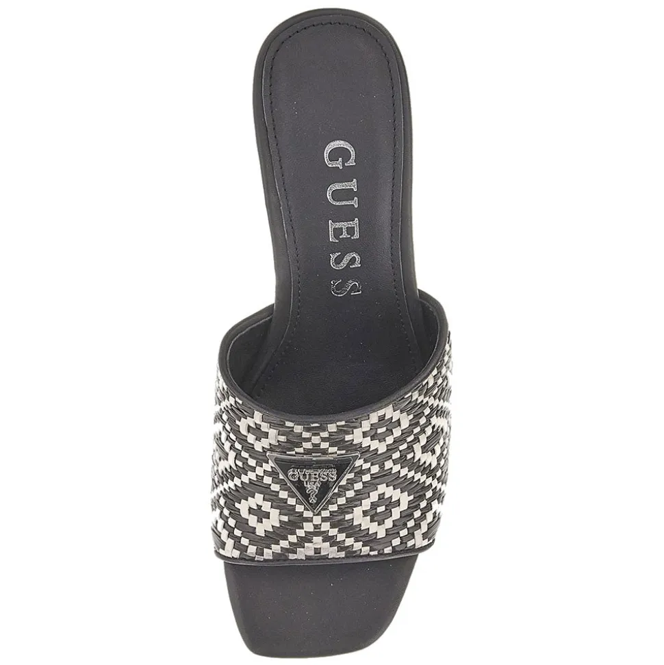 Scarpe Donna GUESS Ciabatte con Tacco Linea Gables in Rafia Colore Nero