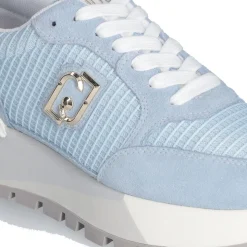 Scarpe Donna LIU JO Amazing 25 Sneakers Platform in Suede e Mesh Azzurro