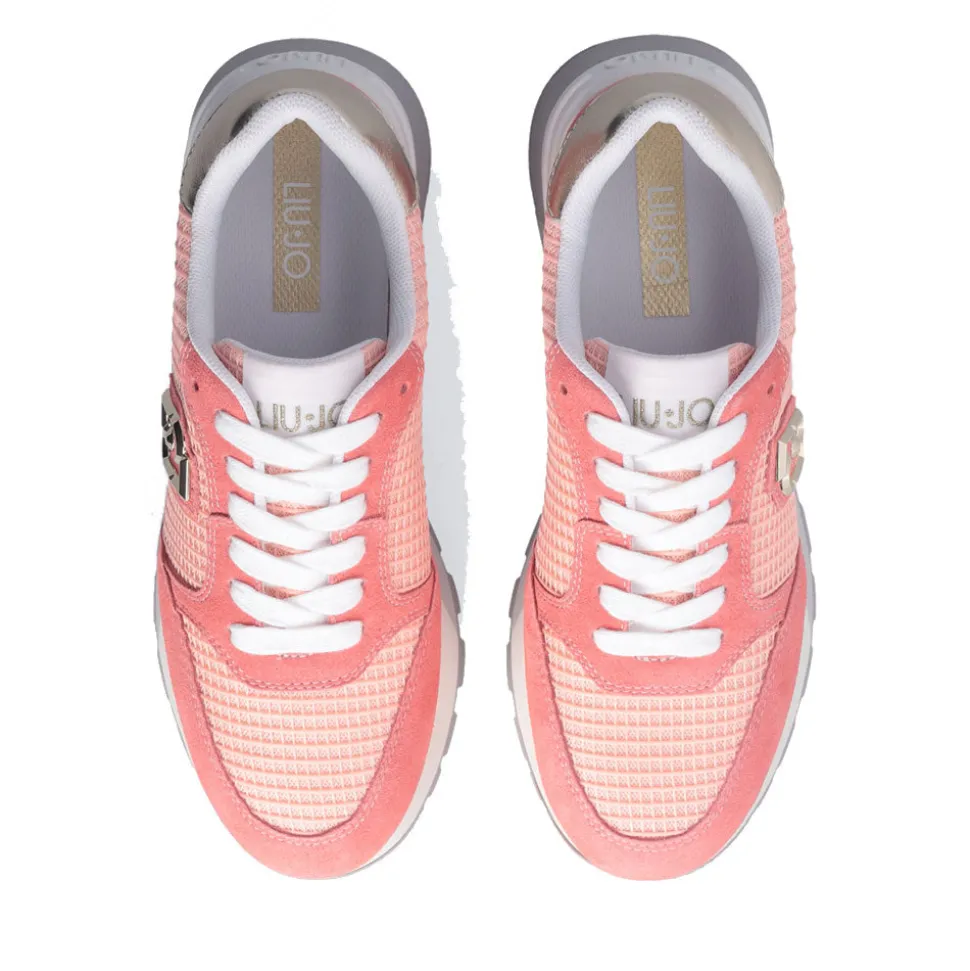 Scarpe Donna LIU JO Amazing 25 Sneakers Platform in Suede e Mesh color Pesca