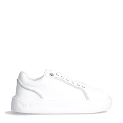 Scarpe Donna LIU JO Kylie 31 Sneakers Platform in Pelle Bianca con Profili in Strass