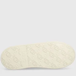 Scarpe Donna LIU JO Kylie 22 Sneakers Platform in Pelle Avorio con Maxi Logo in Paillettes Glitter