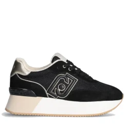 Scarpe Donna LIU JO Sneakers Dreamy 02 in Suede e Brighty Mesh Black e Light Gold
