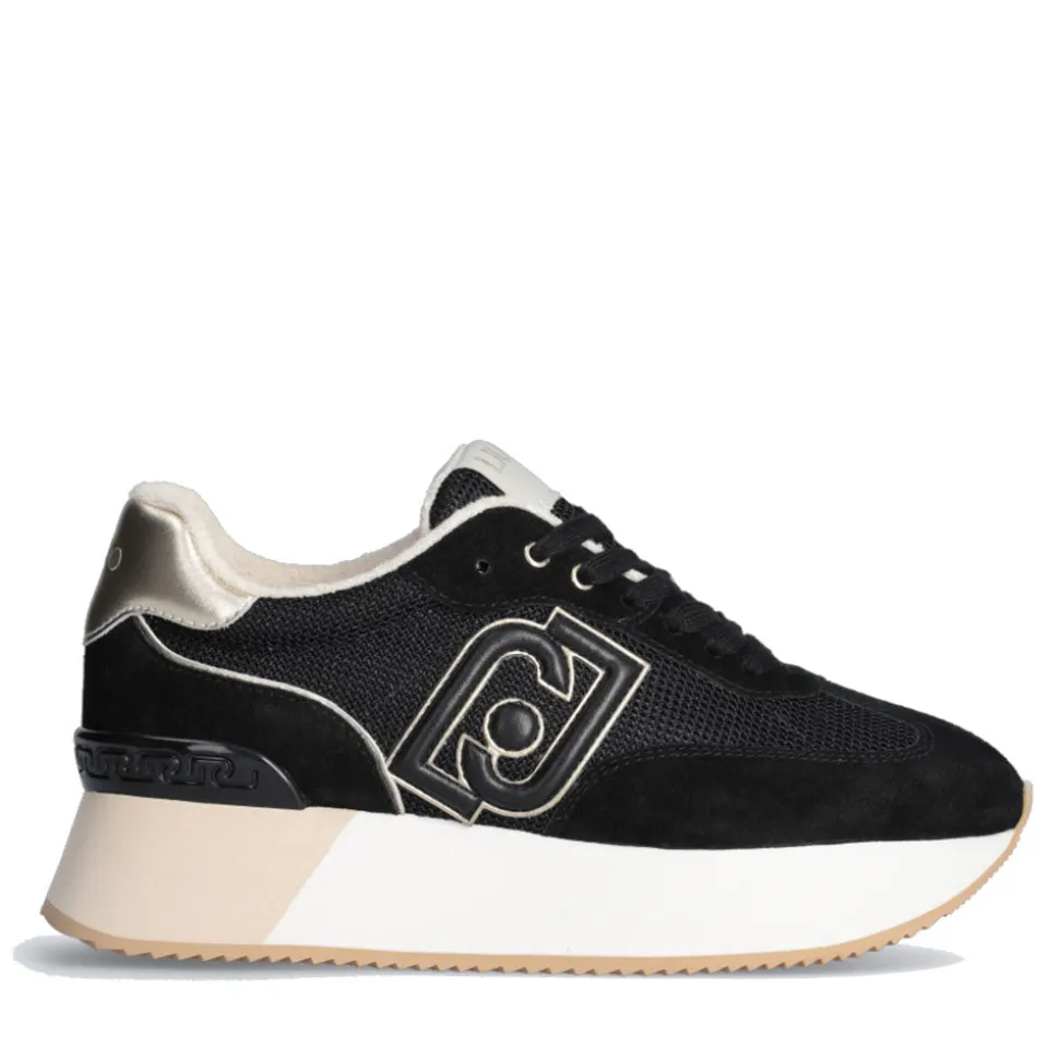 Scarpe Donna LIU JO Sneakers Dreamy 02 in Suede e Brighty Mesh Black e Light Gold