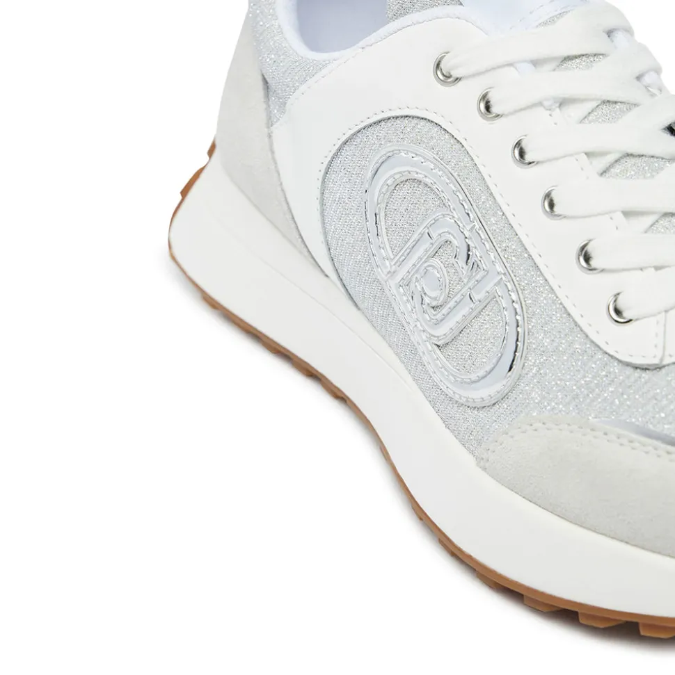 Scarpe Donna LIU JO Sneakers Running Lolo 17 in Lurex Suede e Pelle colore Purity