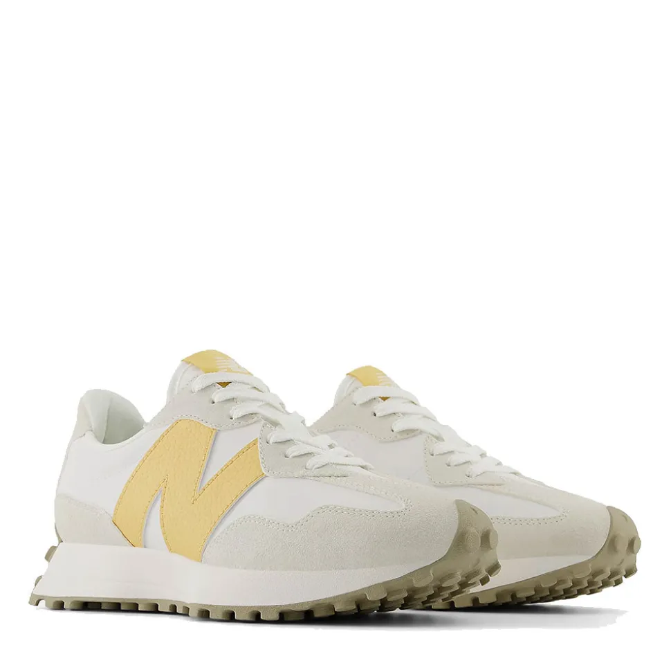 Scarpe Donna NEW BALANCE Sneakers 327 in Suede e Pelle colore Sea Salt Off White e Yellow