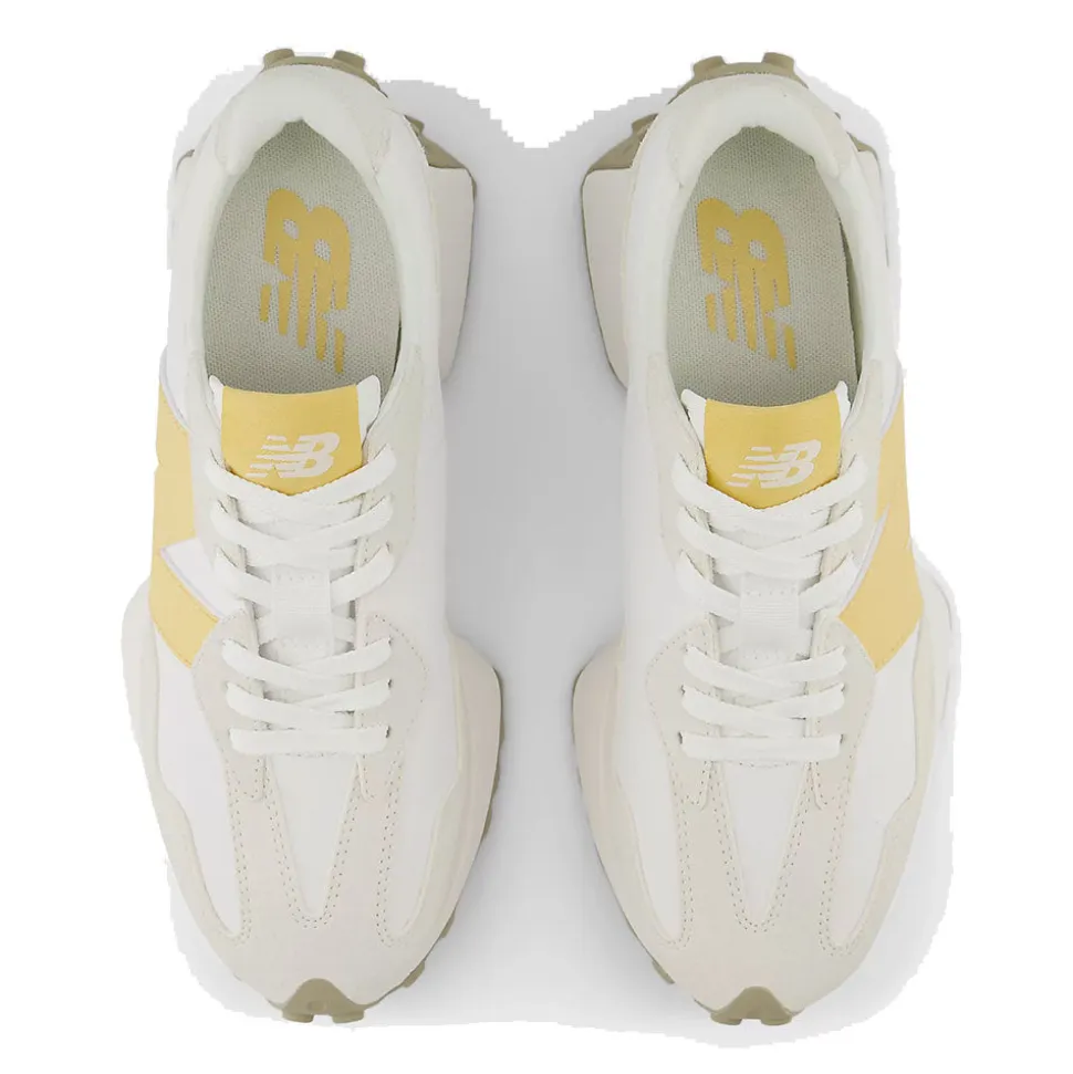 Scarpe Donna NEW BALANCE Sneakers 327 in Suede e Pelle colore Sea Salt Off White e Yellow