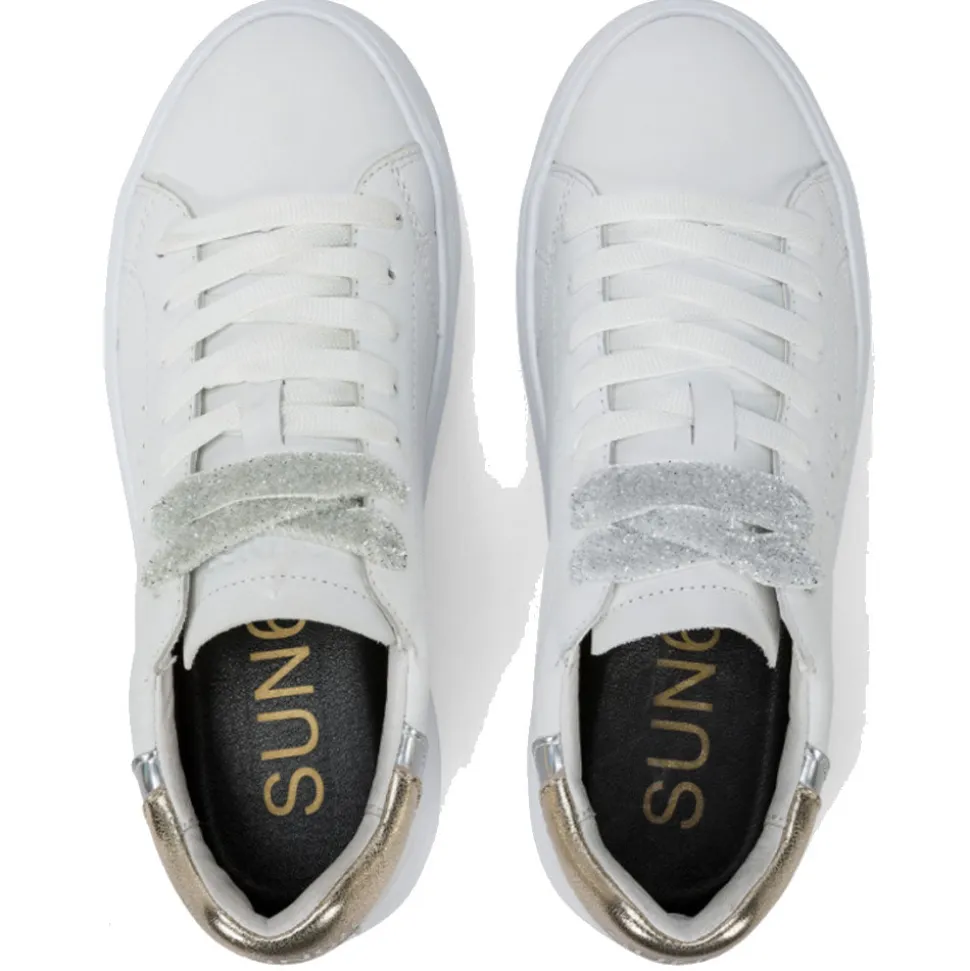 Scarpe Donna Sun68 Sneakers Grace Leather Colore Bianco - Oro - Z35226