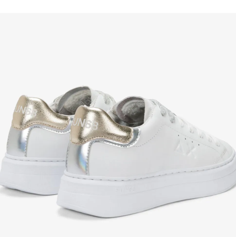 Scarpe Donna Sun68 Sneakers Grace Leather Colore Bianco - Oro - Z35226