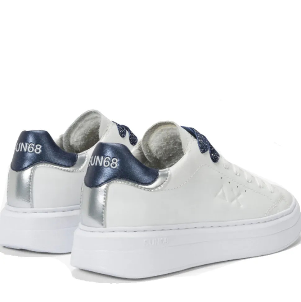 Scarpe Donna Sun68 Sneakers Grace Leather Colore Bianco - Navy Blue - Z44225