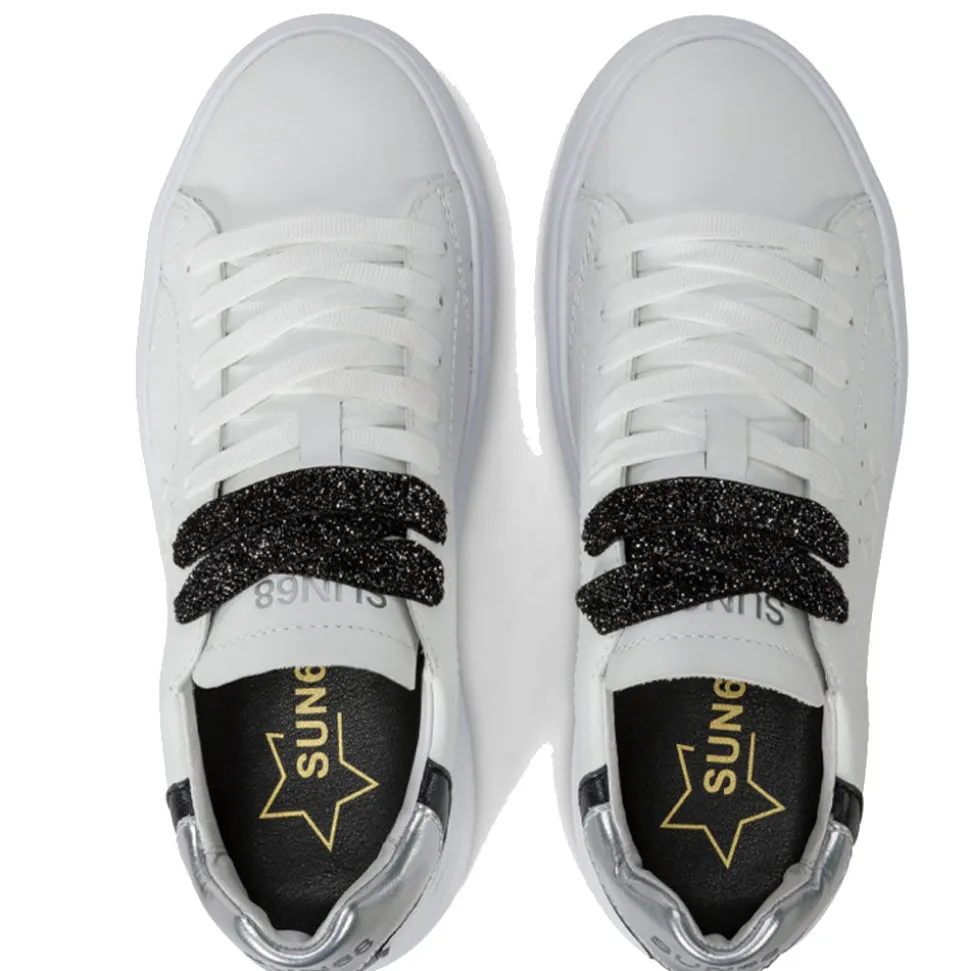 Scarpe Donna Sun68 Sneakers Grace Leather Colore Bianco - Argento - Z44225