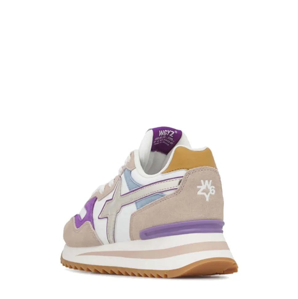 Scarpe Donna W6YZ Sneakers Yak-W. in Tessuto Tecnico e Suede colore Cipria White e Tulip