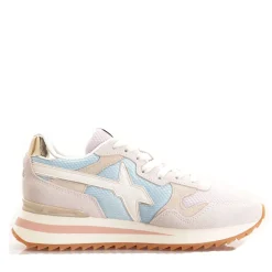 Scarpe Donna W6YZ Sneakers Yak-W. in Suede e Mesh colore White Beige e Platinum