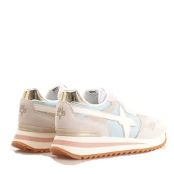 Scarpe Donna W6YZ Sneakers Yak-W. in Suede e Mesh colore White Beige e Platinum