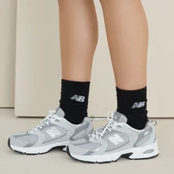 Scarpe Running NEW BALANCE Sneakers 530 in Pelle e Mesh Raincloud Shadow Grey e Silver Metallic