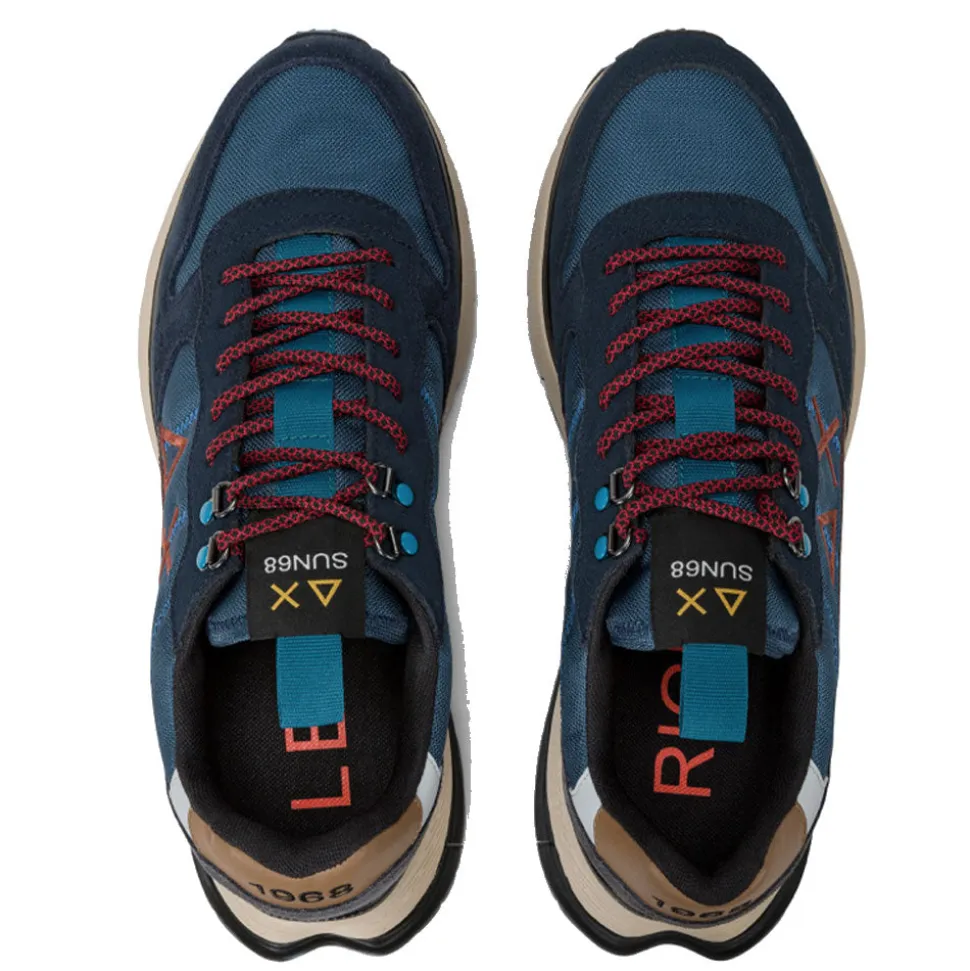 Scarpe Uomo Sun68 Sneakers Fire and Camping Colore Navy Blue - Z44128