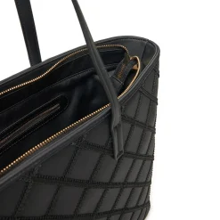 Shopping Bag LOVE MOSCHINO con Ricamo a Scacchi Nero