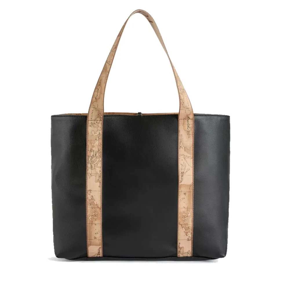 Shopping Bag Reversibile 1A Classe Alviero Martini linea Reverse Soft Nera e Geo Classic LC98
