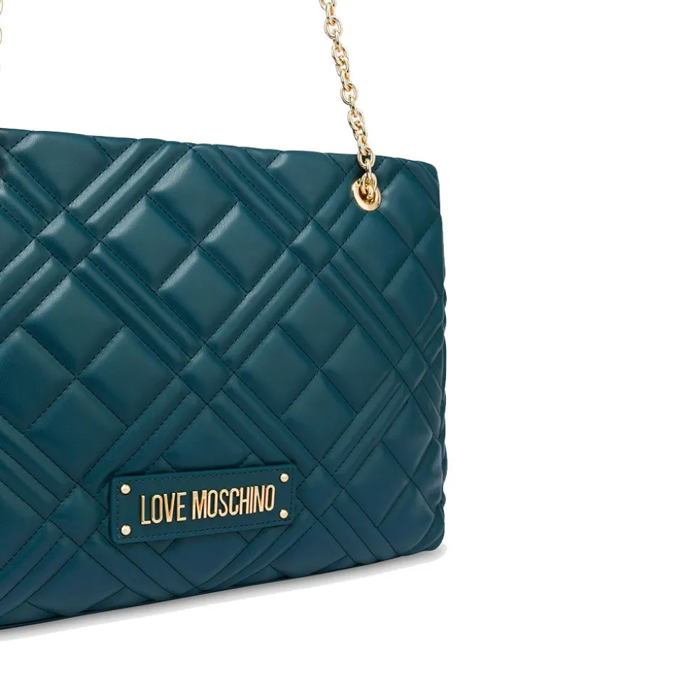 Shopping Bag Trapuntata LOVE MOSCHINO linea Quilted color Smeraldo