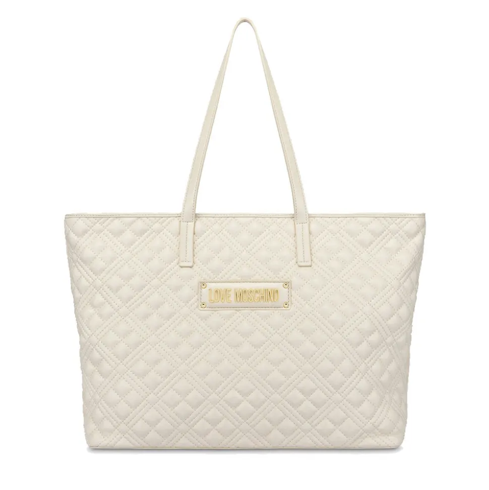 Shopping Bag Trapuntata LOVE MOSCHINO linea Lettering Logo Avorio